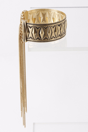 Long Chain End Drop Cuff Bracelet 5FAB1